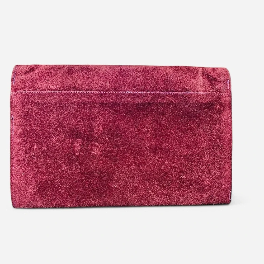 Vintage Shirl Miller USA Burgundy Red‎ Suede Clutch Shoulder Bag Purse